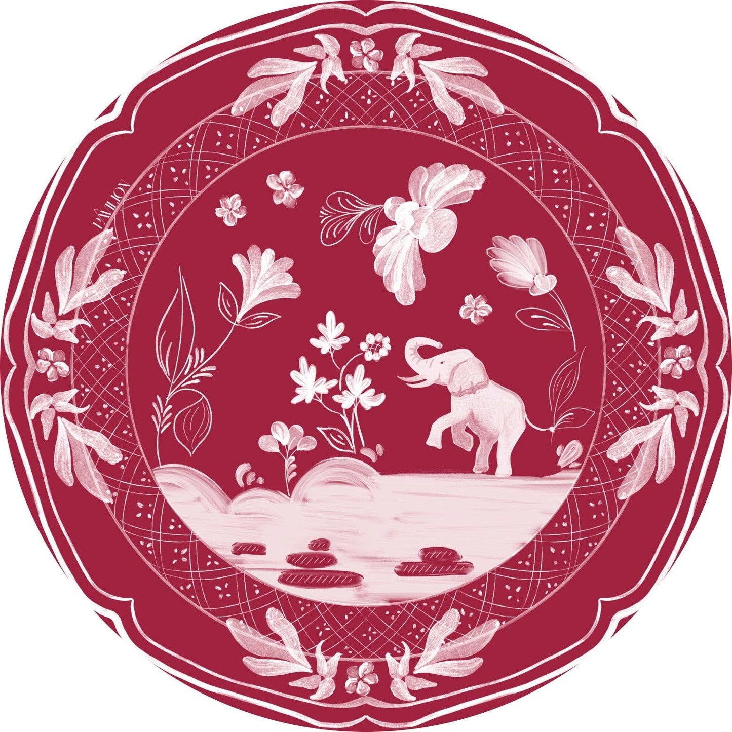 Crimson Elephant Dessert Paper Plates
