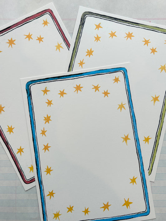 Star & Ribbon Frame Stationery Set, Blue