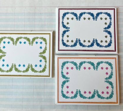 Laurel and Star Frame Stationery, Blue Gold Red