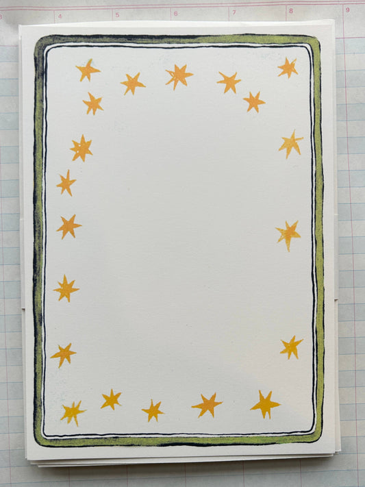 Star & Ribbon Frame Stationery Set, Green