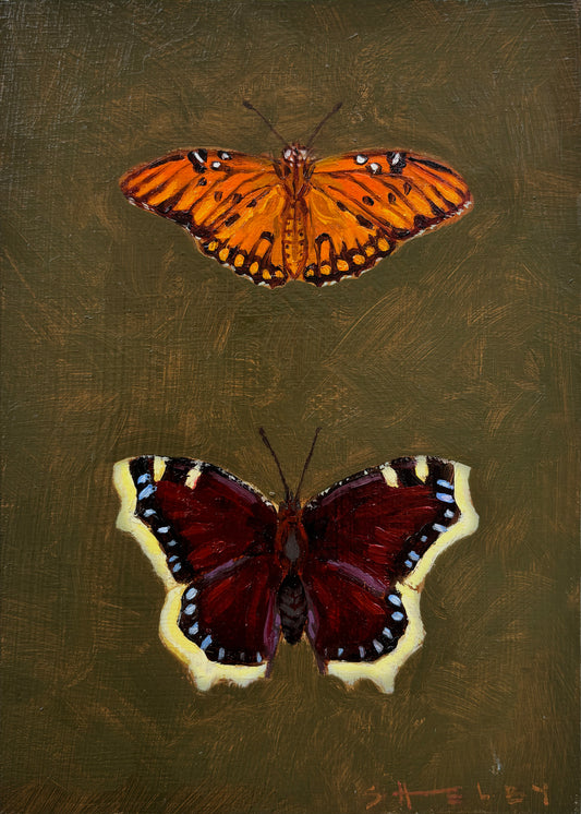 Gulf Fritillary & Mourning Cloak Butterfly