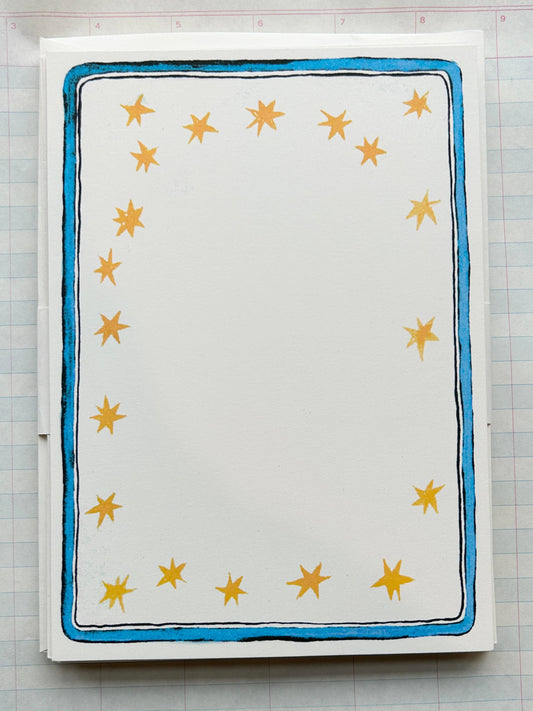 Star & Ribbon Frame Stationery Set, Blue